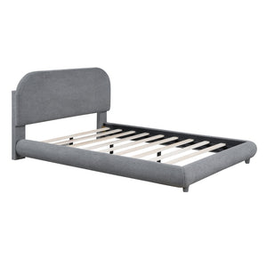 English Elm Teddy Fleece Full Upholstered Platform Bed Curved Frame Cushioned Cozy Bedroom SF000067AAE