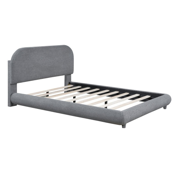 English Elm Teddy Fleece Full Upholstered Platform Bed Curved Frame Cushioned Cozy Bedroom SF000067AAE