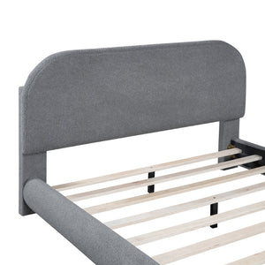 English Elm Teddy Fleece Full Upholstered Platform Bed Curved Frame Cushioned Cozy Bedroom SF000067AAE