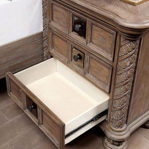 English Elm Transitional Rustic Natural Tone Nightstand 3-Drawer Solid Wood Bedside Table 30"W x 29"H Classic Charm with Bronze Knobs B011139601