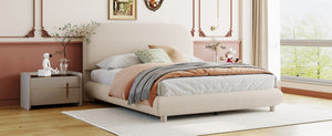 English Elm Teddy Fleece Full Upholstered Platform Bed Curved Frame Cushioned Cozy Bedroom SF000067AAA