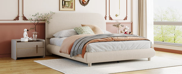English Elm Teddy Fleece Full Upholstered Platform Bed Curved Frame Cushioned Cozy Bedroom SF000067AAA