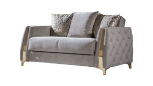 English Elm Lust Taupe Loveseat with Pull-Out Bed & Underseat Storage, 100% Polyester Comfort for Living Room B009S01900