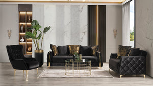 English Elm Lust 3Pc Modern Living Room Set In Black - Chic, Multi-Functional Design With Storage & Comfort B009S02058