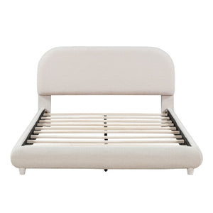 English Elm Teddy Fleece Full Upholstered Platform Bed Curved Frame Cushioned Cozy Bedroom SF000067AAA