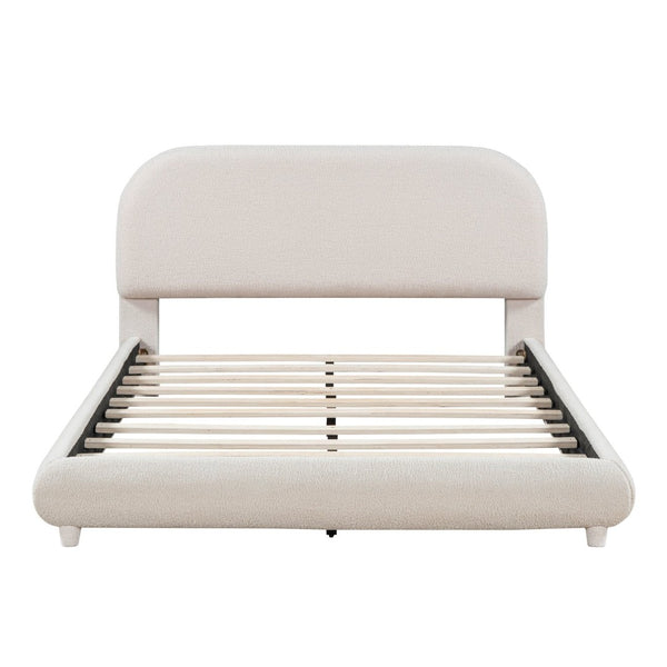 English Elm Teddy Fleece Full Upholstered Platform Bed Curved Frame Cushioned Cozy Bedroom SF000067AAA