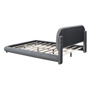English Elm Teddy Fleece Queen Platform Bed Curved Sculptural Frame for Contemporary Bedroom SF000068AAE