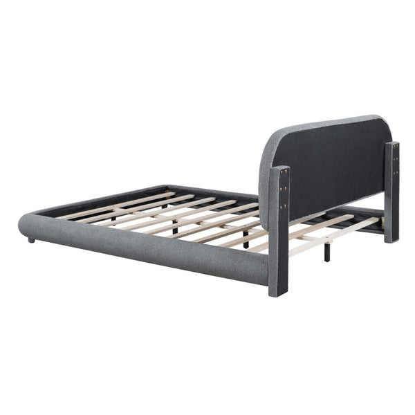 English Elm Teddy Fleece Queen Platform Bed Curved Sculptural Frame for Contemporary Bedroom SF000068AAE