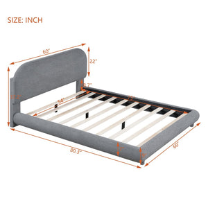 English Elm Teddy Fleece Full Upholstered Platform Bed Curved Frame Cushioned Cozy Bedroom SF000067AAE