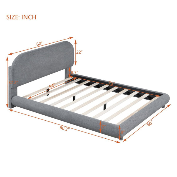 English Elm Teddy Fleece Full Upholstered Platform Bed Curved Frame Cushioned Cozy Bedroom SF000067AAE