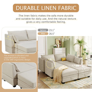 English Elm U_style Six Seat Modular U-shaped Sectional with Hidden Storage and Sleeper Function WY000363AAA