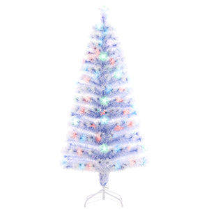 English Elm 5ft White Douglas Fir Pre-Lit Christmas Tree with Fiber Optic & Multi-Color LED Lights, 180 Tips, Star Topper W2225139560