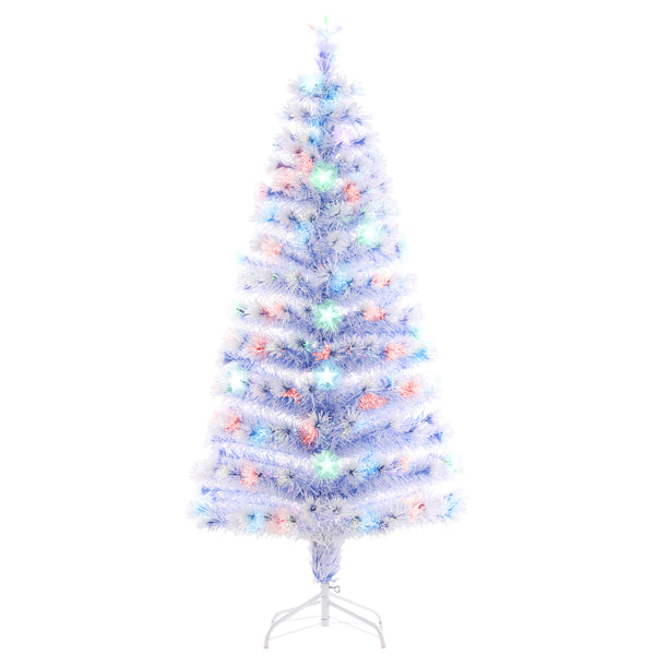 English Elm 5ft White Douglas Fir Pre-Lit Christmas Tree with Fiber Optic & Multi-Color LED Lights, 180 Tips, Star Topper W2225139560
