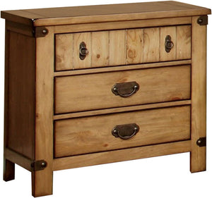 English Elm Cottage Weathered Elm Nightstand with USB Charger, Felt-Lined Top Drawer, Ball-Bearing Glides, Bronze Pulls B011139598