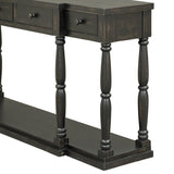 English Elm Retro Senior Console Table For Hallway Living Room Bedroom With 4 Front Facing Storage Drawers and 1 Shelf