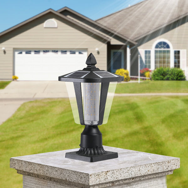 English Elm 15"(H) Solar Powered Outdoor Lantern with Auto Dusk-to-Dawn LED, Modern Garden Pathway Lights (2-Pack) W1340133335