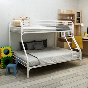 English Elm Twin-Over-Full Heavy Duty Metal Bunk Bed Frame, 20% Stronger, Noise-Free Platform, White, Storage W840140153