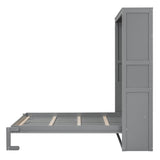 Hearth and Haven Morgan Full Size Murphy Bed with Shelves, Grey LP000692AAE