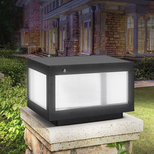 English Elm 12" Black Solar Powered Led Post Cap Light - Modern Outdoor Accent For Decks, Patios & Pathways (2-Pack) W1340133327