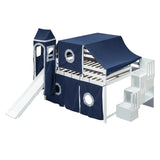 Hearth and Haven Wood Full Size Tower-Shaped Loft Bed with Tent, Staircase and Slide, Blue LT000569AAC