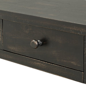 English Elm U_style Retro Console Table Pine Legs Four Drawers Open Shelf Hallway Entryway WF312987AAB