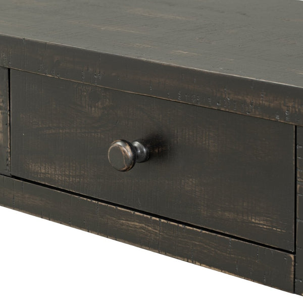 English Elm U_style Retro Console Table Pine Legs Four Drawers Open Shelf Hallway Entryway WF312987AAB