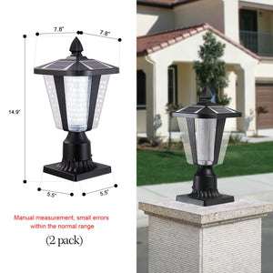 English Elm 15"(H) Solar Powered Outdoor Lantern with Auto Dusk-to-Dawn LED, Modern Garden Pathway Lights (2-Pack) W1340133335