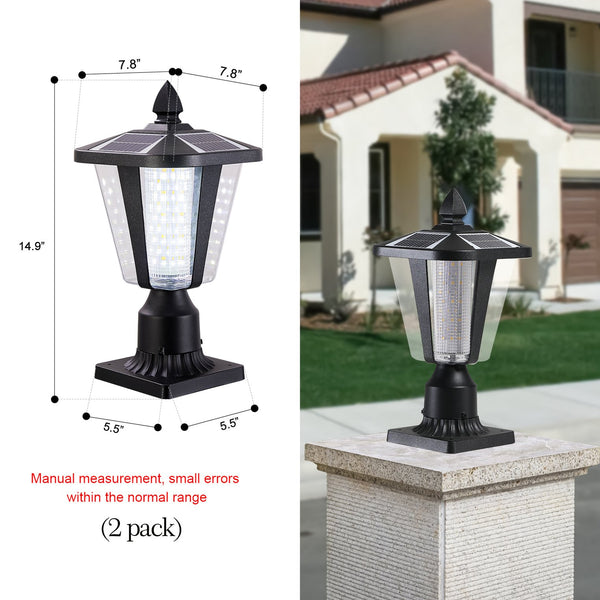 English Elm 15"(H) Solar Powered Outdoor Lantern with Auto Dusk-to-Dawn LED, Modern Garden Pathway Lights (2-Pack) W1340133335