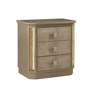 English Elm Medusa 4Pc Bedroom Set In Opulent Gold With Led Accents & Plush Upholstery For Luxurious Style B009S01073