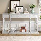 Retro Console Table with 4 Drawers & Shelf - Elegant Design, High Quality