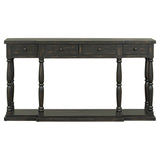 English Elm Retro Senior Console Table For Hallway Living Room Bedroom With 4 Front Facing Storage Drawers and 1 Shelf