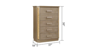 English Elm Medusa 5-Drawer Chest in Gold & Copper with LED Accent, Snake Skin Finish for Glam Bedroom Storage G150109077