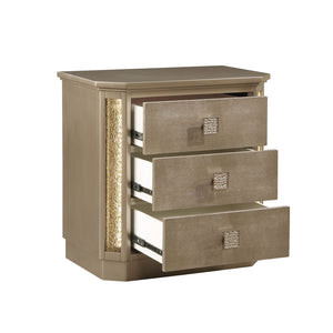 English Elm Medusa 4Pc Bedroom Set In Opulent Gold With Led Accents & Plush Upholstery For Luxurious Style B009S01073
