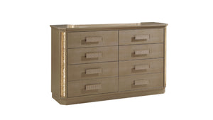 English Elm Medusa 4Pc Bedroom Set In Opulent Gold With Led Accents & Plush Upholstery For Luxurious Style B009S01073