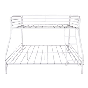 English Elm Twin-Over-Full Heavy Duty Metal Bunk Bed Frame, 20% Stronger, Noise-Free Platform, White, Storage W840140153