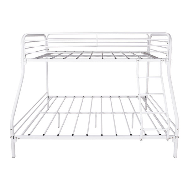 English Elm Twin-Over-Full Heavy Duty Metal Bunk Bed Frame, 20% Stronger, Noise-Free Platform, White, Storage W840140153