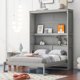 Hearth and Haven Morgan Full Size Murphy Bed with Shelves, Grey LP000692AAE