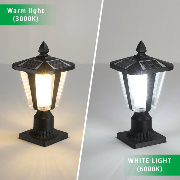 English Elm 15"(H) Solar Powered Outdoor Lantern with Auto Dusk-to-Dawn LED, Modern Garden Pathway Lights (2-Pack) W1340133335