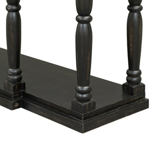 English Elm U_style Retro Console Table Pine Legs Four Drawers Open Shelf Hallway Entryway WF312987AAB