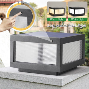 English Elm 12" Black Solar Powered Led Post Cap Light - Modern Outdoor Accent For Decks, Patios & Pathways (2-Pack) W1340133327