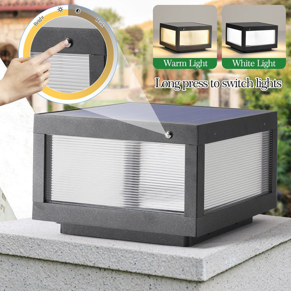 English Elm 12" Black Solar Powered Led Post Cap Light - Modern Outdoor Accent For Decks, Patios & Pathways (2-Pack) W1340133327