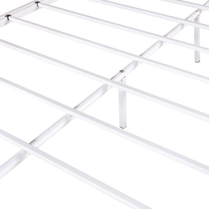 English Elm Twin-Over-Full Heavy Duty Metal Bunk Bed Frame, 20% Stronger, Noise-Free Platform, White, Storage W840140153