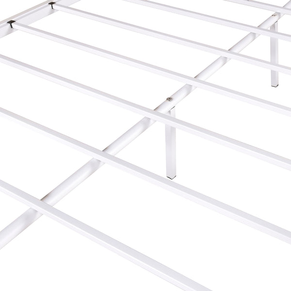 English Elm Twin-Over-Full Heavy Duty Metal Bunk Bed Frame, 20% Stronger, Noise-Free Platform, White, Storage W840140153