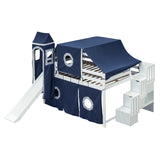 Hearth and Haven Wood Full Size Tower-Shaped Loft Bed with Tent, Staircase and Slide, Blue LT000569AAC