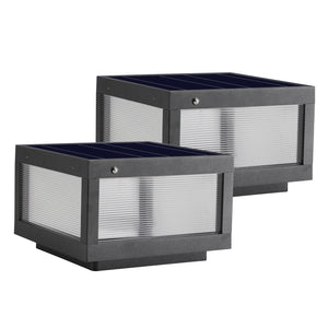 English Elm 12" Black Solar Powered Led Post Cap Light - Modern Outdoor Accent For Decks, Patios & Pathways (2-Pack) W1340133327