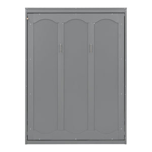 English Elm Full Size Murphy Wall Bed with Integrated Shelving for Studio or Guest Room Use LP000692AAE-1