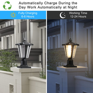 English Elm 15"(H) Solar Powered Outdoor Lantern with Auto Dusk-to-Dawn LED, Modern Garden Pathway Lights (2-Pack) W1340133335