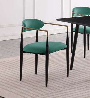 English Elm Modern 5pc Dining Set with Black Sintered Stone Table and Blue Fabric Chairs, Stylish Comfort and Durability Blackish Green 65.25 L x 40.25 W x 5.5 H B011S00612