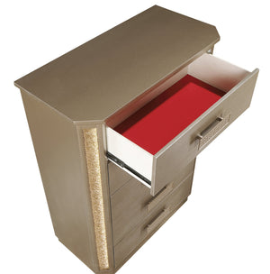 English Elm Medusa 5-Drawer Chest Gold & Copper Snake Skin Finish with LED Accent Lighting for Luxe Storage B009139111