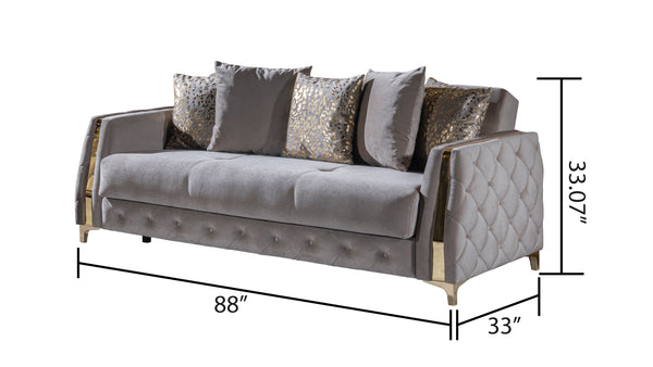English Elm Lust 3Pc Multifunctional Modern Living Room Set In Elegant Taupe – Stylish, Cozy & Space-Saving! B009S02062